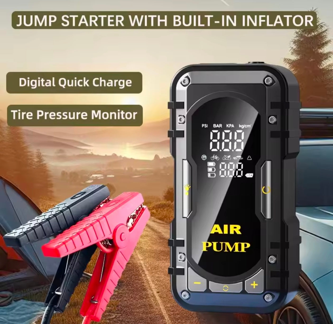 6000A 14.8V Portable Jump Starter & Air Compressor Combo 6000A 14.8V Portable Jump Starter & Air Compressor Combo